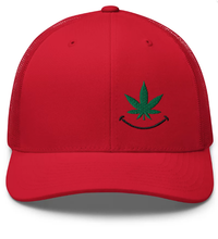 Load image into Gallery viewer, Cannabis Smile (black) Trucker Cap