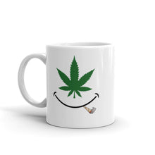 Load image into Gallery viewer, Cannabis smile w/ joint White glossy mug