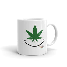 Load image into Gallery viewer, Cannabis smile w/ joint White glossy mug