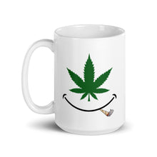 Load image into Gallery viewer, Cannabis smile w/ joint White glossy mug