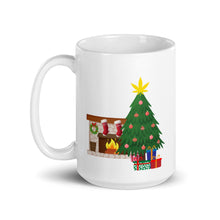 Load image into Gallery viewer, Christmas tree w/ cannabis star White glossy mug