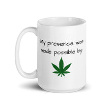 Load image into Gallery viewer, My presence was made possible by White glossy mug
