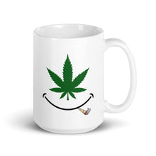 Load image into Gallery viewer, Cannabis smile w/ joint White glossy mug