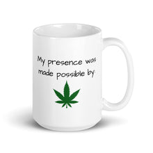 Load image into Gallery viewer, My presence was made possible by White glossy mug