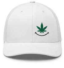 Load image into Gallery viewer, Cannabis Smile (black) Trucker Cap