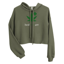 Load image into Gallery viewer, healTHCare in white and green text Crop Hoodie