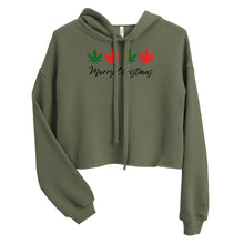 Load image into Gallery viewer, Merry Christmas in black text Crop Hoodie