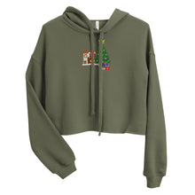 Load image into Gallery viewer, Christmas tree w/ cannabis star Crop Hoodie