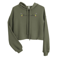 Load image into Gallery viewer, It's 420 Somewhere in black text Crop Hoodie