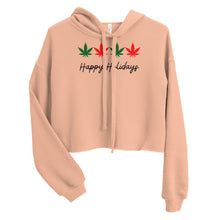 Load image into Gallery viewer, Happy Holidays in black text Crop Hoodie