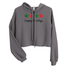 Load image into Gallery viewer, Happy Holidays in black text Crop Hoodie