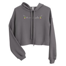 Load image into Gallery viewer, It's 420 somewhere in white text Crop Hoodie