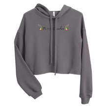 Load image into Gallery viewer, It's 420 Somewhere in black text Crop Hoodie