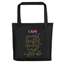 Load image into Gallery viewer, I am - Declarations black Tote bag
