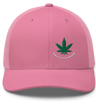 Load image into Gallery viewer, Cannabis Smile (white) Trucker Cap
