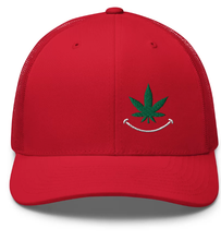 Load image into Gallery viewer, Cannabis Smile (white) Trucker Cap
