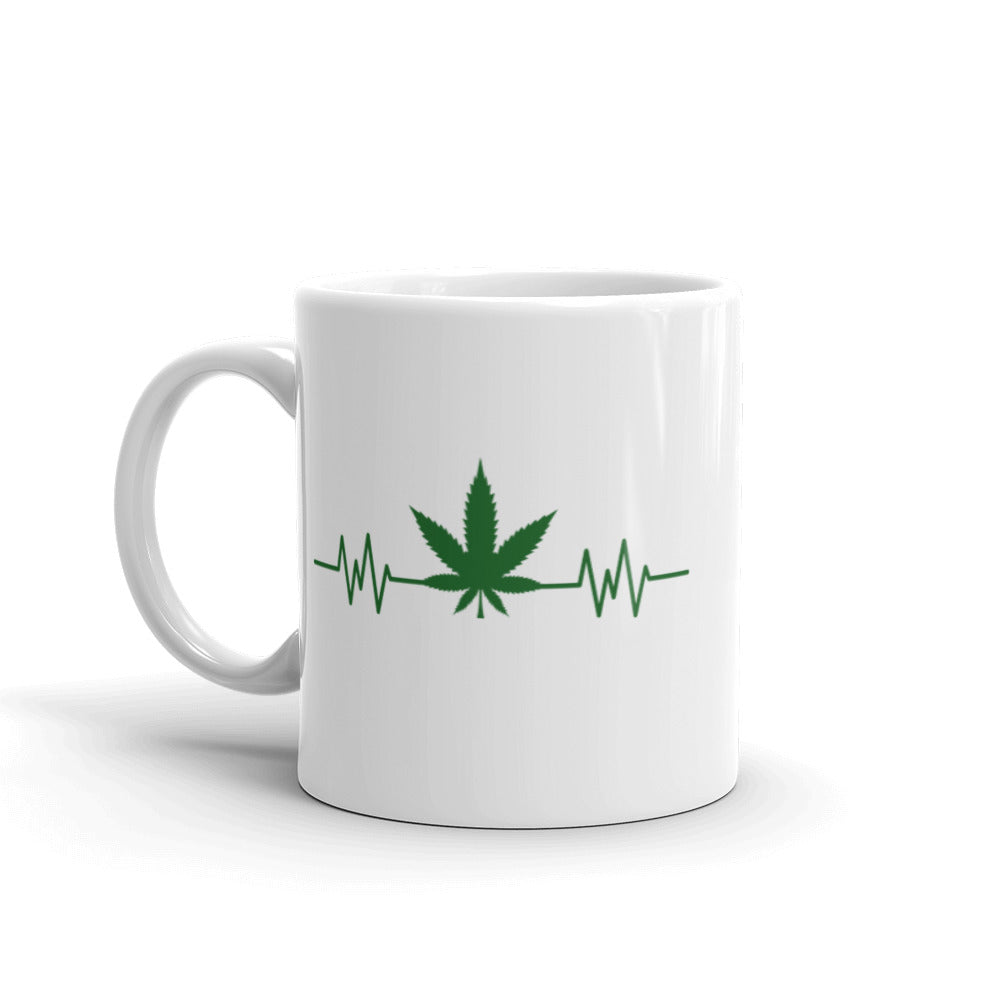 Cannabis pulse White glossy mug