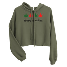 Load image into Gallery viewer, Happy Holidays in black text Crop Hoodie
