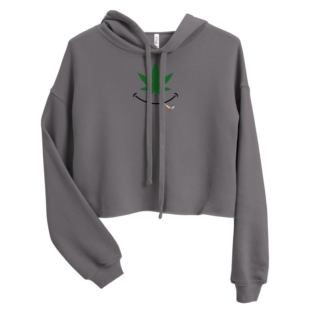 Cannabis smile w/ joint Crop Hoodie